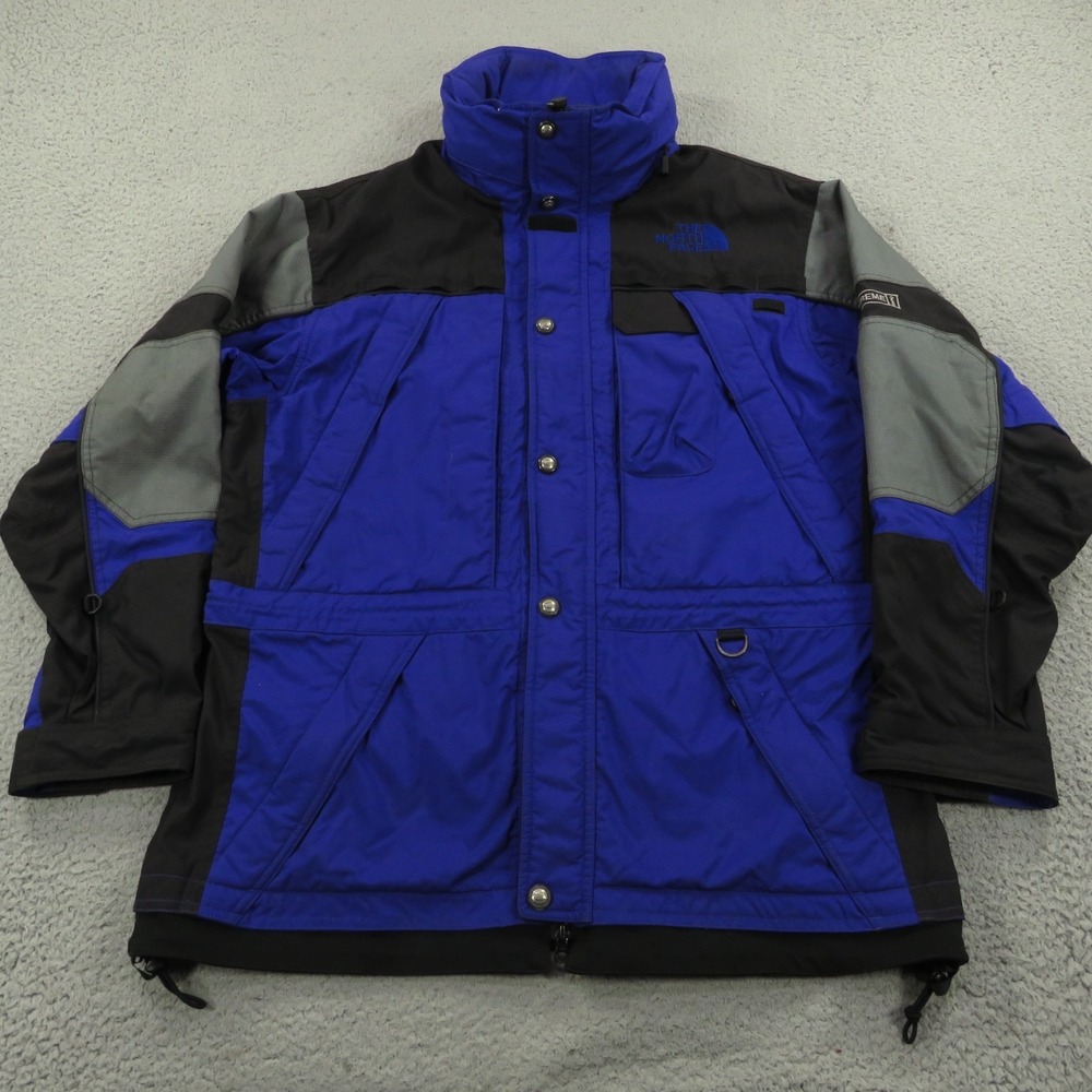 The North Face Men Large Extreme Gear Mountain Parka Ski Jacket Blue Vintage VTG